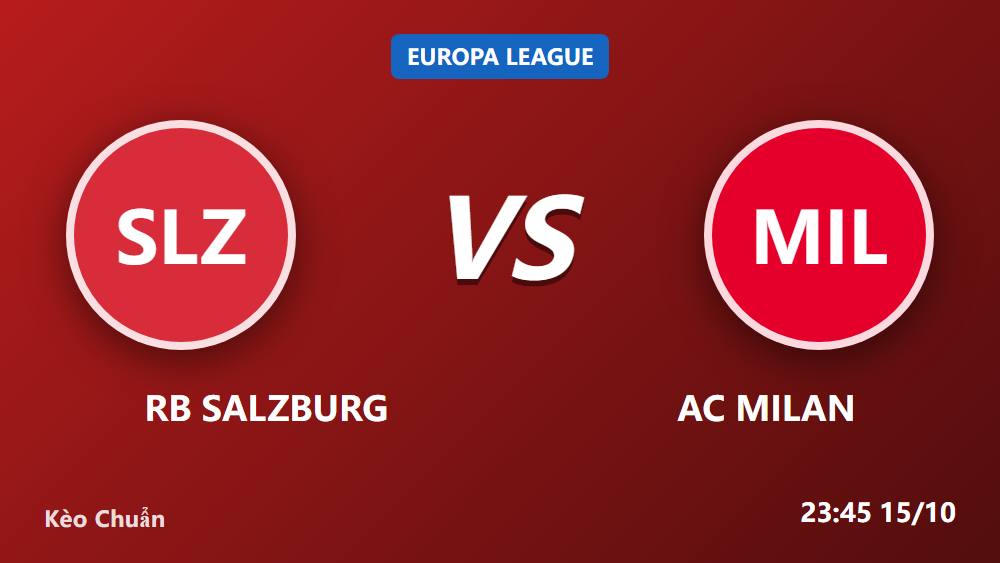 Salzburg vs Milan: Soi kèo Europa League ngày 15/10/2026