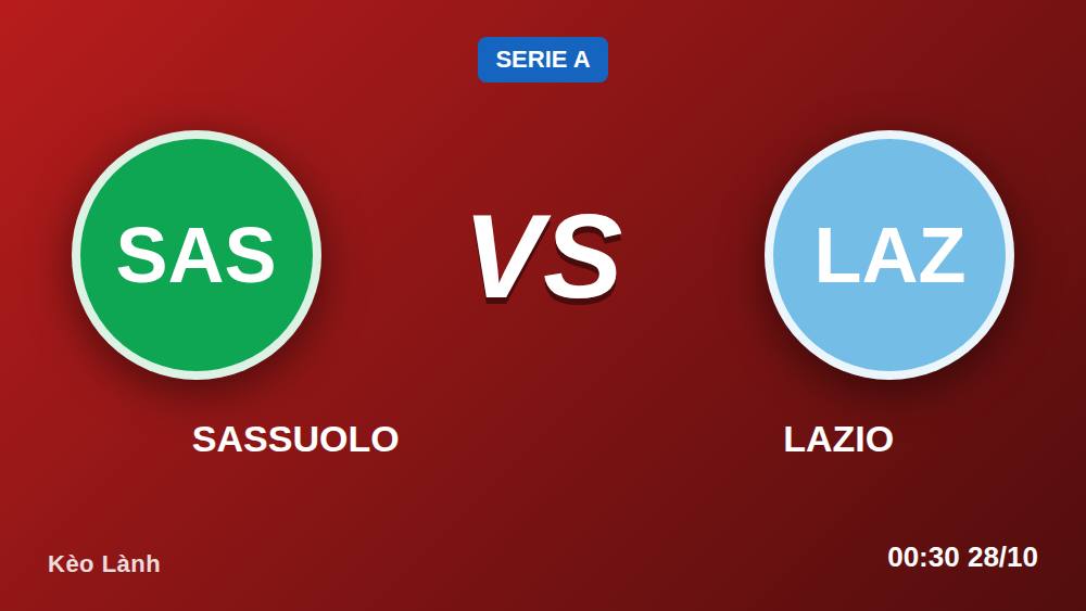 Sassuolo vs Lazio 27/10/2026: Phong độ trái ngược, kèo chấp mở cửa cho ai?